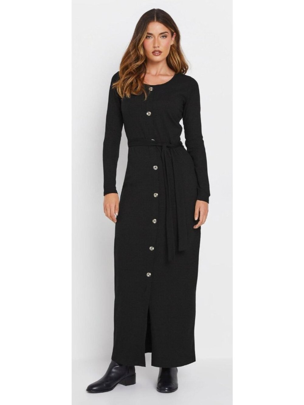 Tash And Sophie black Dress Large Long Sleeve Maxi Sweater Womens L button down